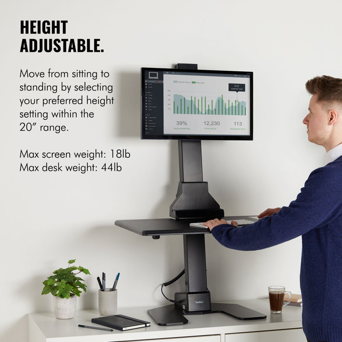 VonHaus Electric Single Monitor Riser Standing Desk Converter Wayfair